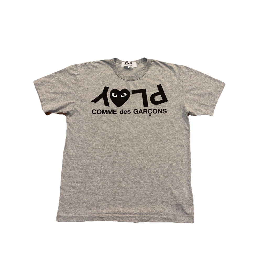Comme Des Garcons CDG PLAY Inverted Text T Shirt Size XL Made in Japan Heart